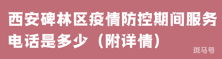 西安碑林区疫情防控期间服务电话是多少（附详情）(图1)