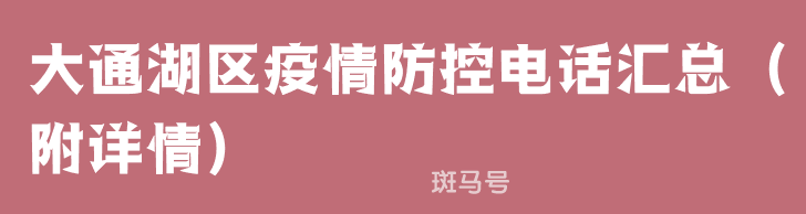 大通湖区疫情防控电话汇总（附详情）