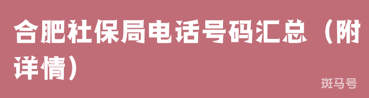 合肥社保局电话号码汇总（附详情）(图1)