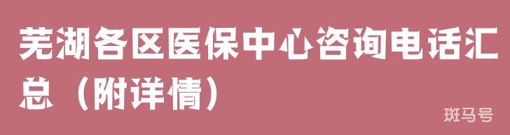 芜湖各区医保中心咨询电话汇总（附详情）