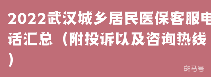 2022武汉城乡居民医保客服电话汇总（附投诉以及咨询热线）