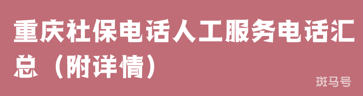 重庆社保电话人工服务电话汇总（附详情）(图1)