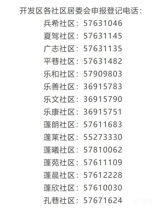 昆山市开发区各社区居委会申报登记电话汇总（附详情）(图2)