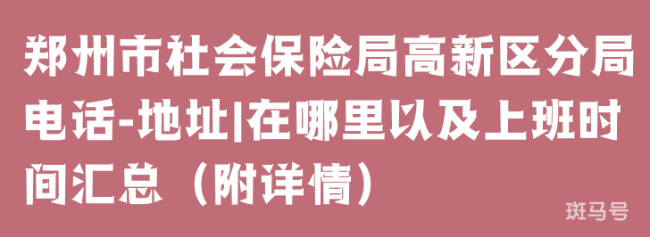 郑州市社会保险局高新区分局电话-地址|在哪里以及上班时间汇总（附详情）(图1)