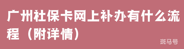 广州社保卡网上补办有什么流程（附详情）(图1)