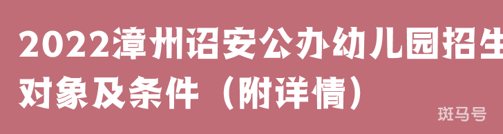 2022漳州诏安公办幼儿园招生对象及条件（附详情）(图1)