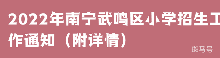 2022年南宁武鸣区小学招生工作通知（附详情）