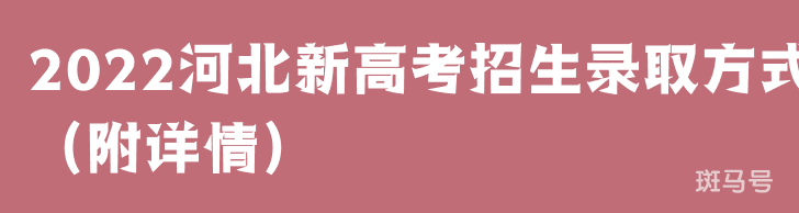 2022河北新高考招生录取方式（附详情）