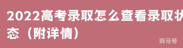 2022高考录取怎么查看录取状态（附详情）