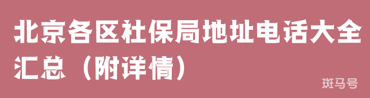 北京各区社保局地址电话大全汇总（附详情）