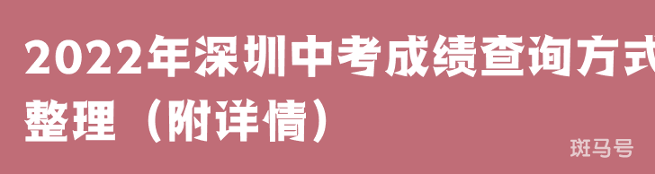 2022年深圳中考成绩查询方式整理（附详情）