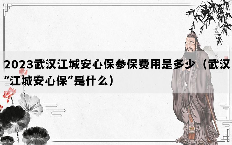 2023武汉江城安心保参保费用是多少（武汉“江城安心保”是什么）(图1)