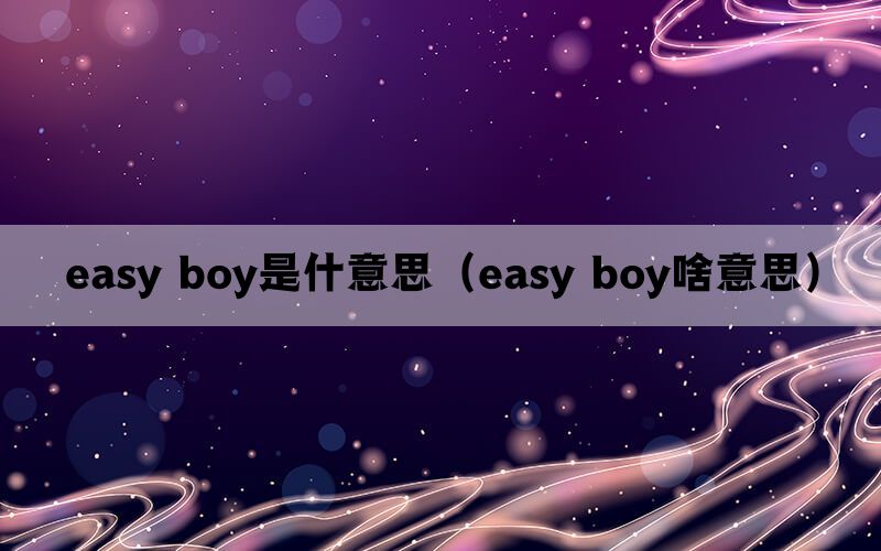 easy boy是什意思（easy boy啥意思）