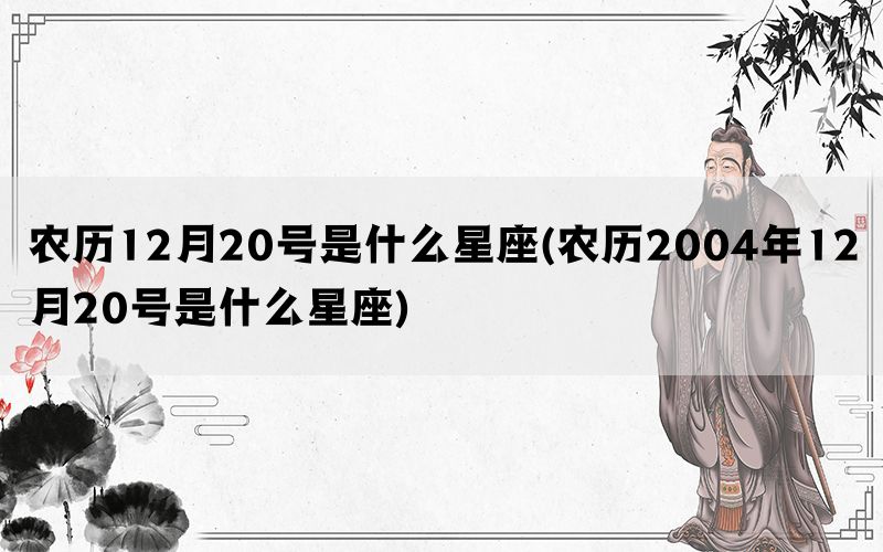 农历12月20号是什么星座(农历2004年12月20号是什么星座)(图1)